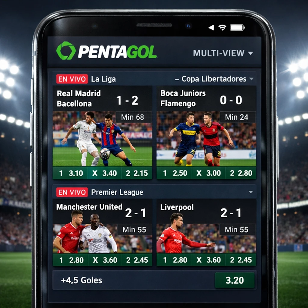 Seguimiento en vivo y multivista de apuestas deportivas en la app de Pentagol